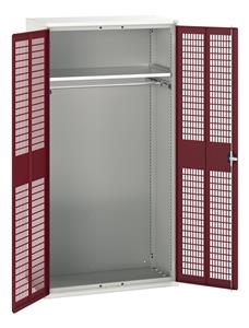 16926771.** verso ventilated door kitted cupboard with 1 shelf, 1 rail. WxDxH: 1050x550x2000mm. RAL 7035/5010 or selected
